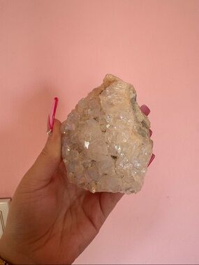 Iridescent Crystal Cluster Decorative Accent in Pale Pink